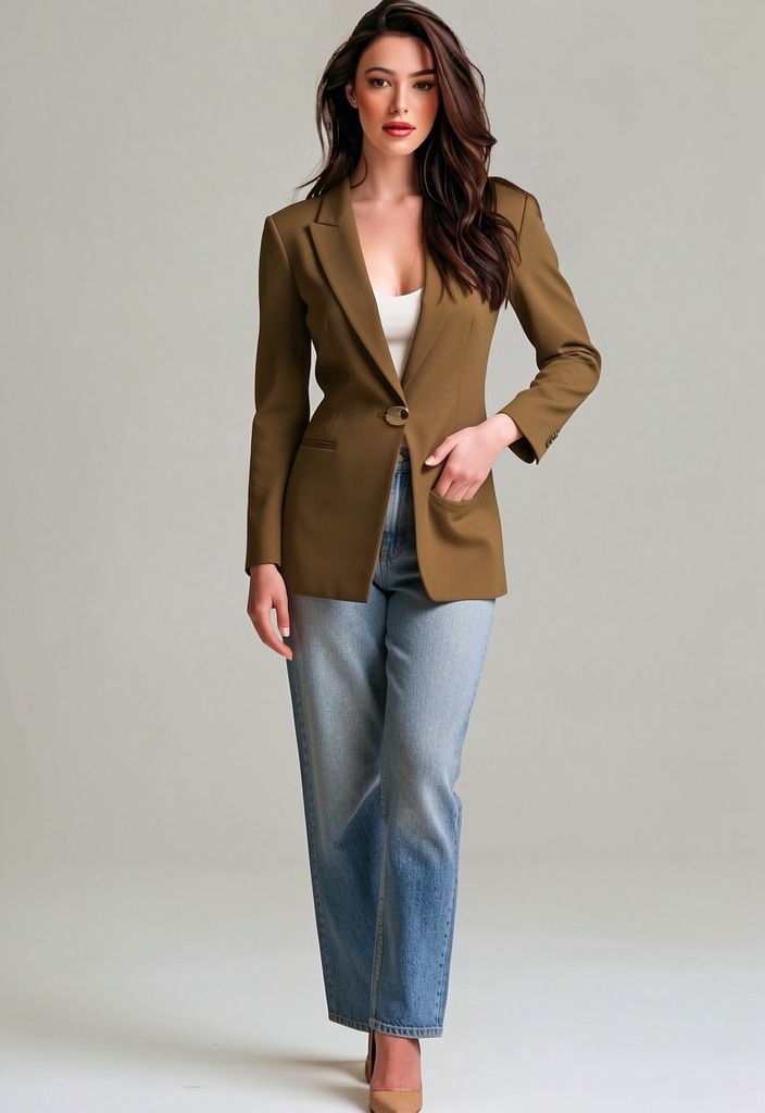 Try-on result: blazer and jeans
